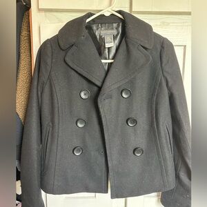 Banana Republic Women's Black Double-Breasted Wool Peacoat